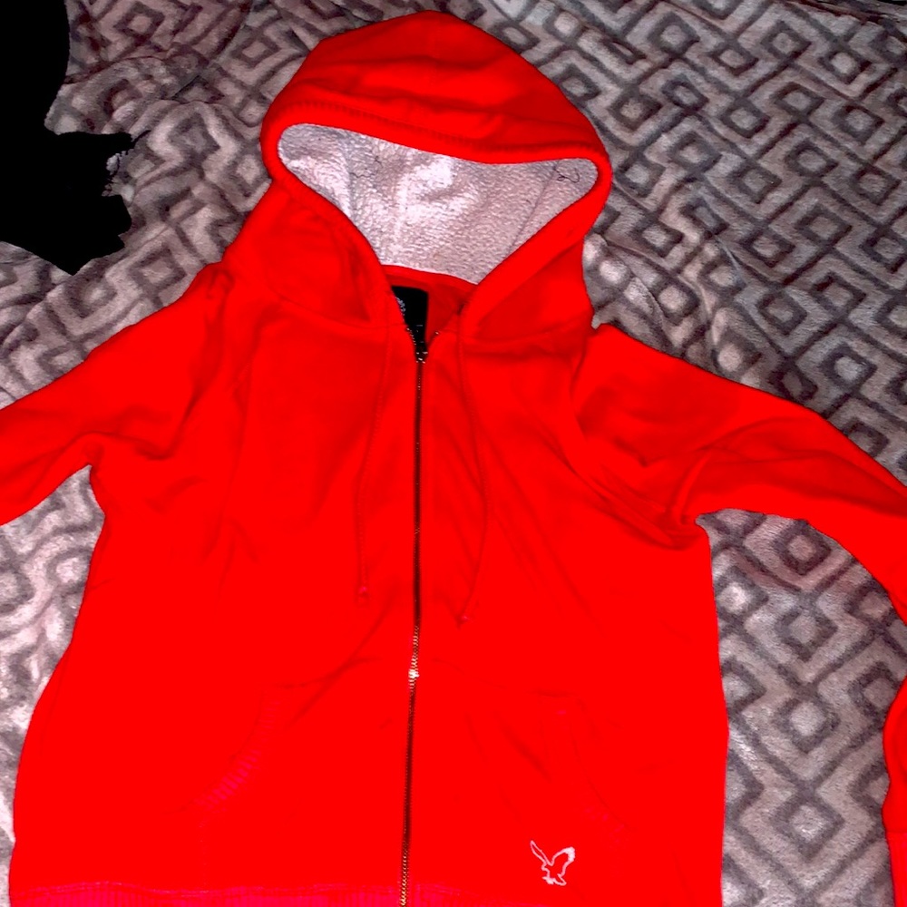 Red American eagle zip sweater